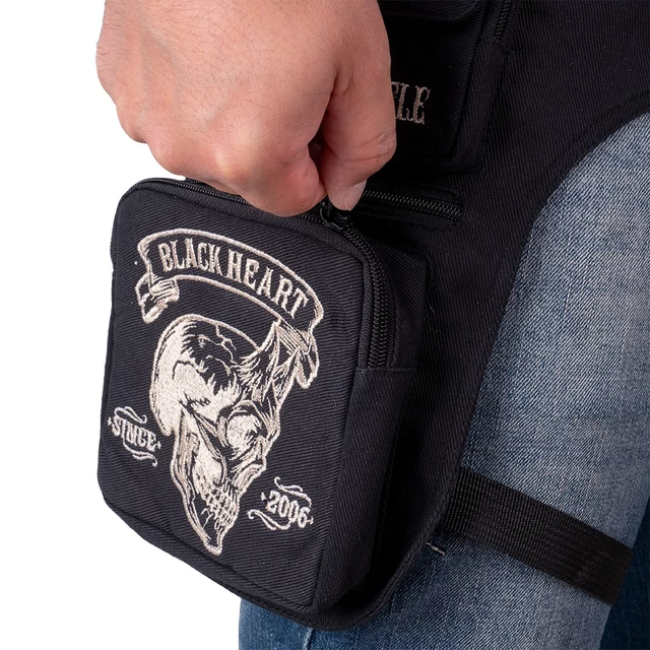 Мотоциклетная поясная сумка W-TEC Black Heart Devil Skull Black Tex