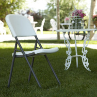 Стул Lifetime складной полукоммерческий с петлей на ножке (белый гранит) 80155