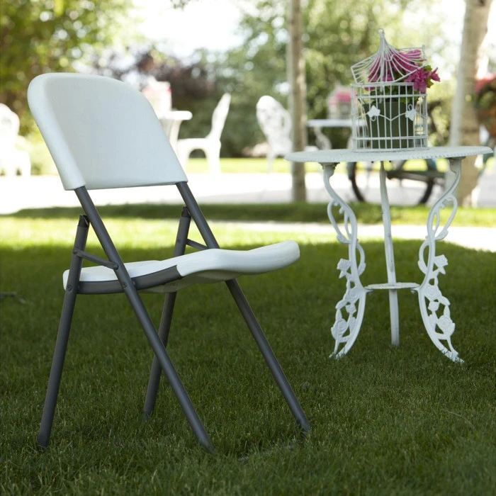 Стул Lifetime складной полукоммерческий с петлей на ножке (белый гранит) 80155