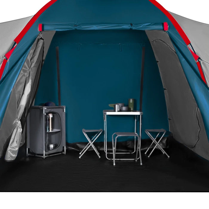 Палатка четырехместная NILS CAMP NC6431 Highland IV, 450 х 210 х 190 см, сине-серая