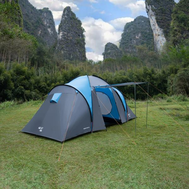 Кемпинговая палатка NILS CAMP NC6431 HIGHLAND IV серо-голубая