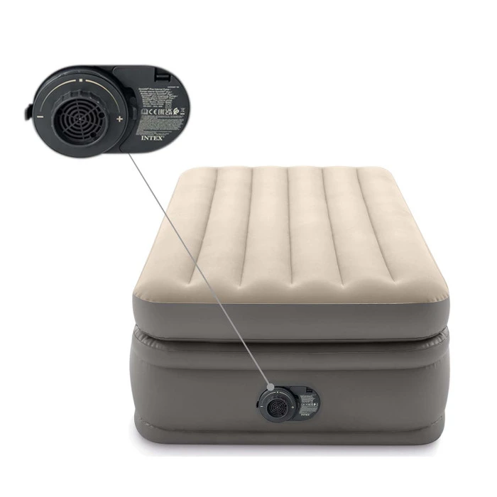 Матрац надувний Intex 64162ND з електронасосом 191x99 см сіро-бежевий