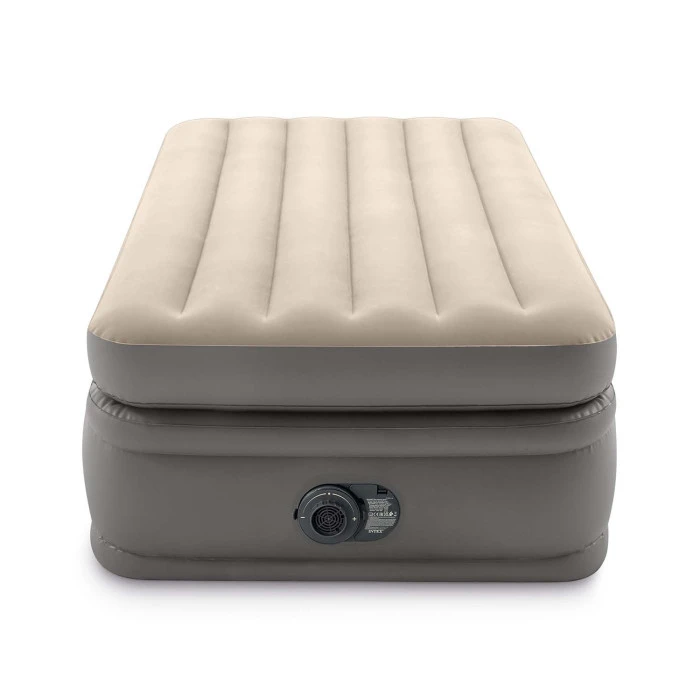 Матрац надувний Intex 64162ND з електронасосом 191x99 см сіро-бежевий