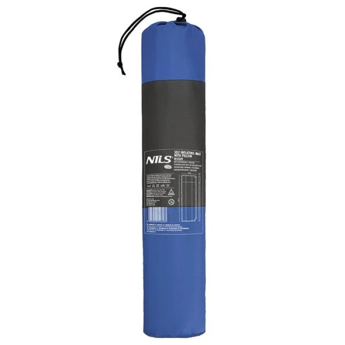 Самонадувающийся коврик с подушкой NILS CAMP NC4349, 193 х 58 х 3 см, серо-синий