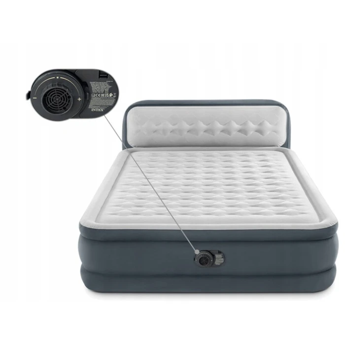 Матрас надувной INTEX 64448 с насосом 236 x 152 x 46 см, серый