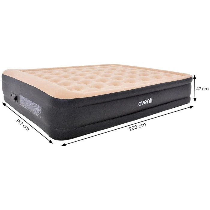 Матрас надувной AVENLI Queen High Raised 203x157 см, черно-бежевый.