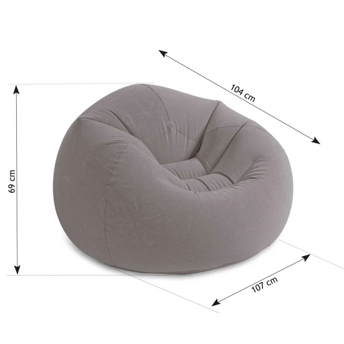 Крісло надувне INTEX 68579 107x104x69 см, сіре