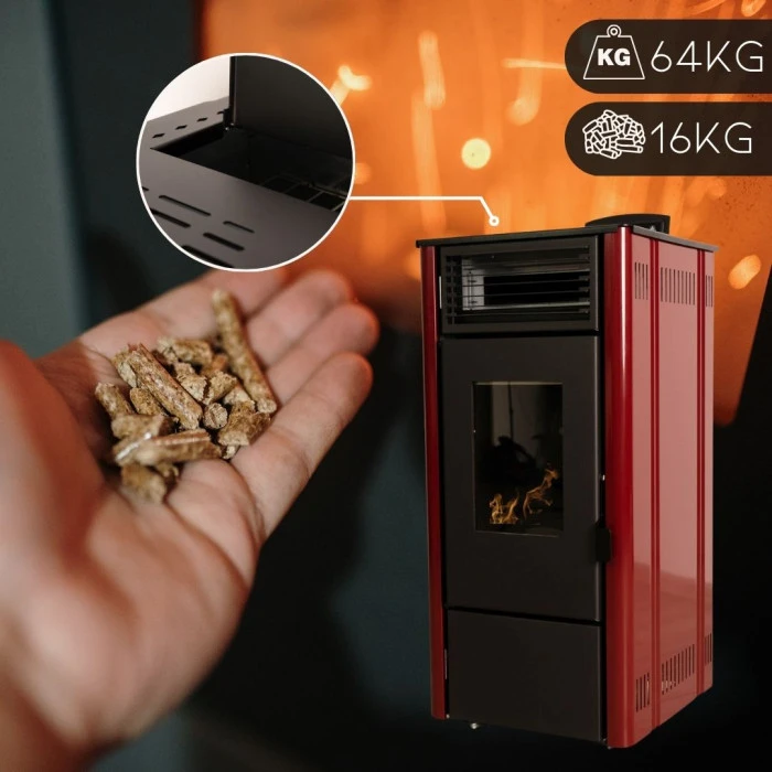 Пелетна піч-камін Thunder Sophia Red 8,1кВт