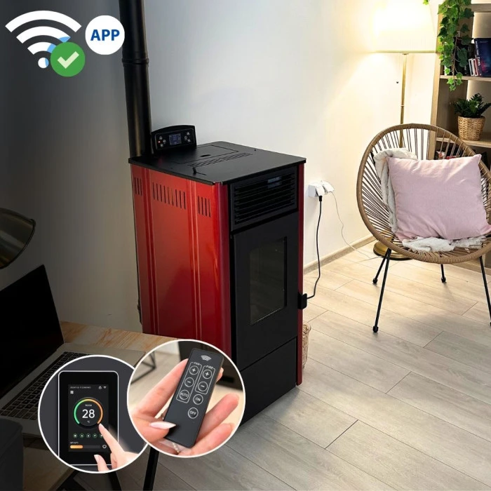 Пелетна піч-камін Thunder Sophia Red 8,1кВт