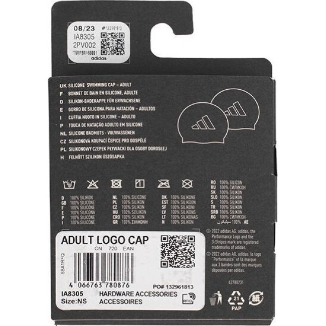 Шапочка для плавання Adidas Logo Swim IA8305, чорна
