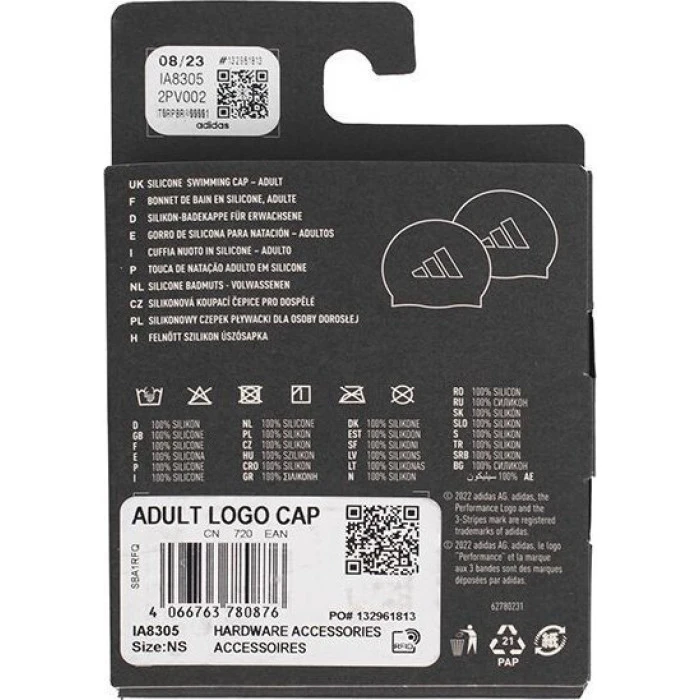 Шапочка для плавания Adidas Logo Swim IA8305, черная