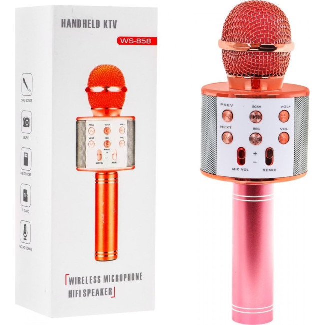 Микрофон для караоке с розовым динамиком ZMU.WS-858.ZROZ