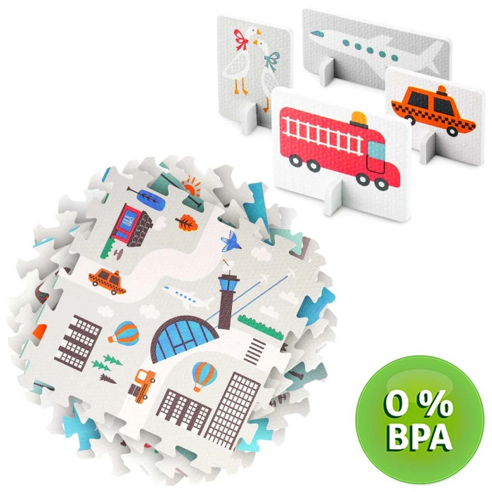 Килимок-пазл 120 x 120 см з фігурками Nukido Маленьке місто