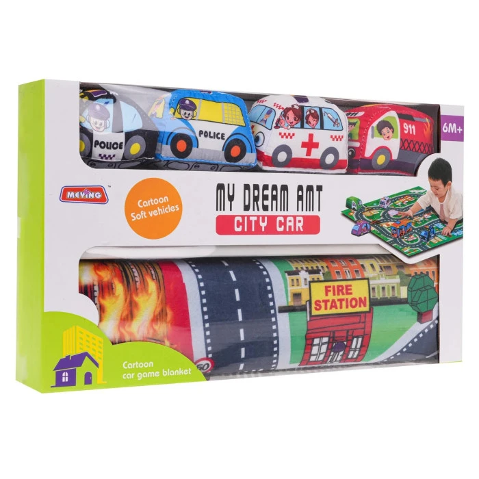 Килимок «Пожежна бригада» + набір м'яких машинок