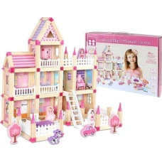 Дерев'яні конструктори для дітей 3+ Рожевий набір МЕГА 268 ел. Замок для принцес