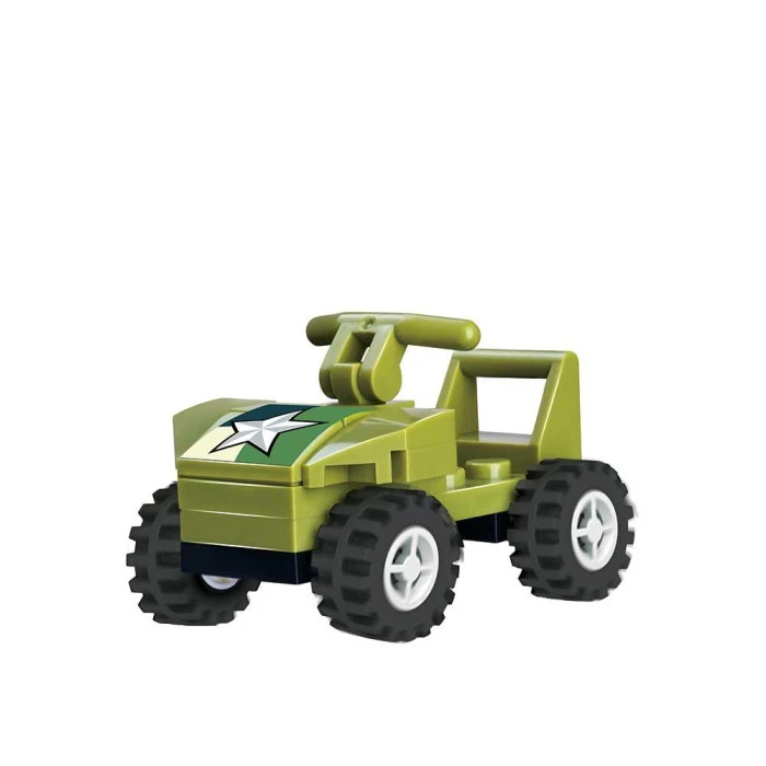 Детский конструктор Alpha Военный вертолет и машинка на дистанционном управлении 676 эл, зелено-черный