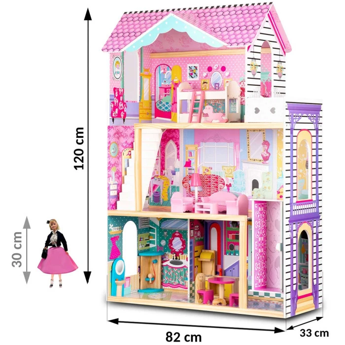 Домик для кукол деревянный с лифтом и LED лампой.