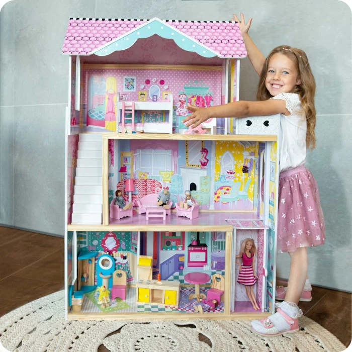 Домик для кукол деревянный с лифтом и LED лампой.