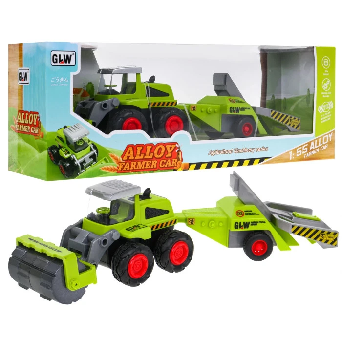 Трактор с почвообрабатывающим катком + прицеп для сада 1:55