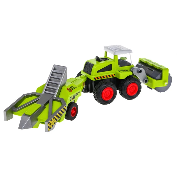 Трактор с почвообрабатывающим катком + прицеп для сада 1:55