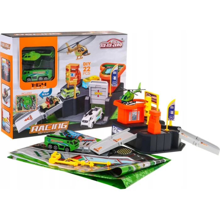 Детская автостоянка 3+ Вертолетная площадка + коврик ZPG.660-S09