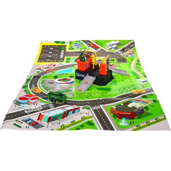 Детская автостоянка 3+ Вертолетная площадка + коврик ZPG.660-S09