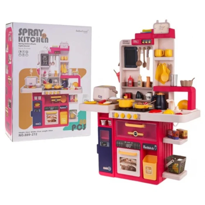 Детская кухня с функцией света, звука и воды 80 шт. Красный