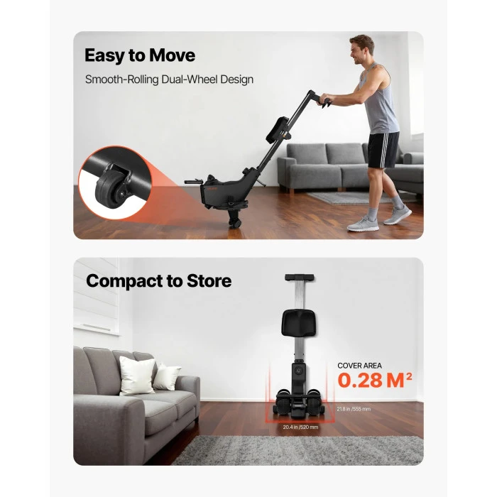 Гребной тренажер электрический VEVOR, черный