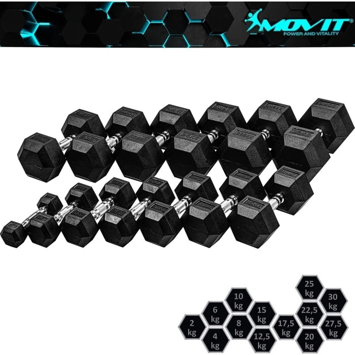 Гантели Movit M81033 прорезиненные 2 x 12,5 кг.