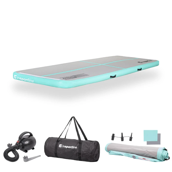 Надувной коврик Airtrack inSPORTline Airstunt 300x100 см, серо-бирюзовый