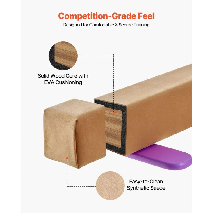 Детская гимнастическая балка VEVOR МД-89 2,4м, бежевый