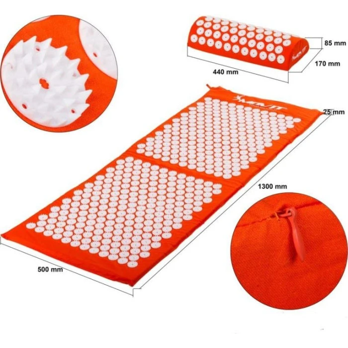 Акупресурний килимок MXSTP з подушкою MOVIT 130 x 50 см, помаранчевий масажний