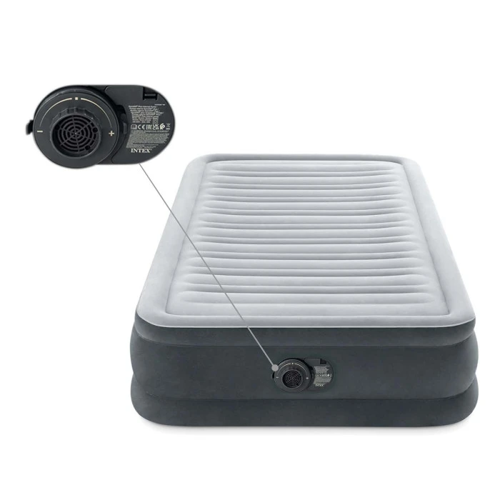 Матрас надувной Intex 67766ND со встроенным электронасосом 191x99x33 см, серый