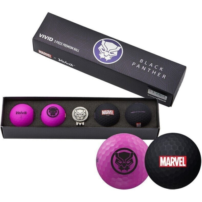 Мячи для гольфа Volvik Marvel Black Panther 4 шт., черно-фиолетовые.