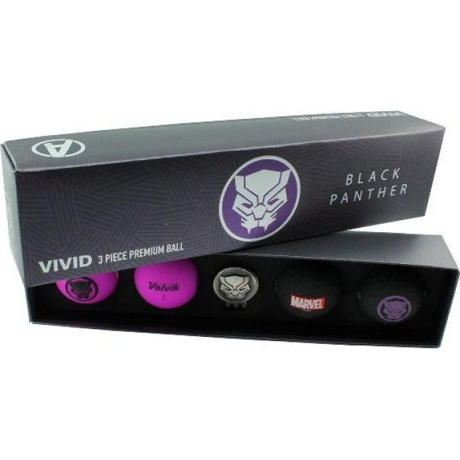 Мячи для гольфа Volvik Marvel Black Panther 4 шт., черно-фиолетовые.