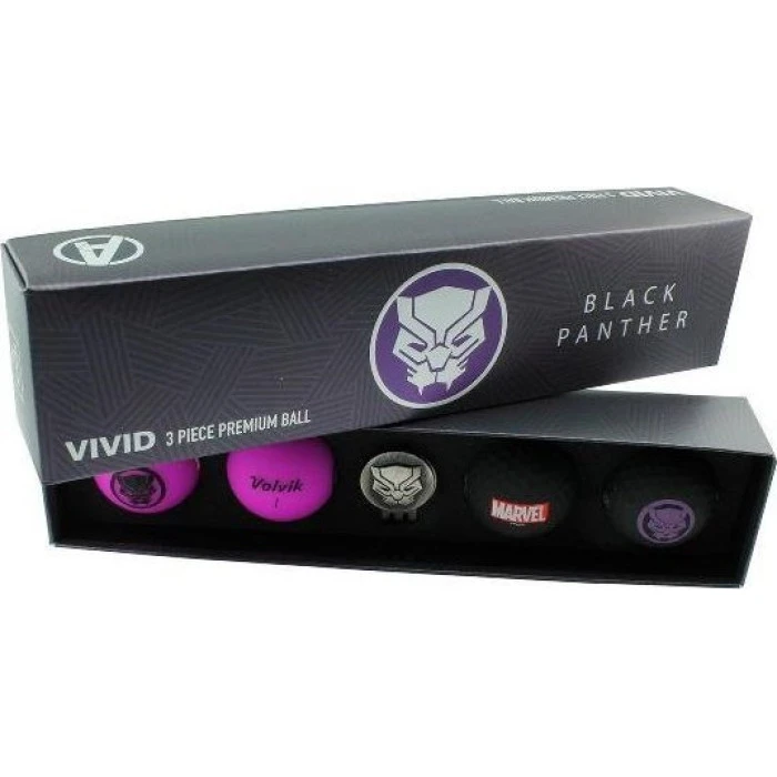 Мячи для гольфа Volvik Marvel Black Panther 4 шт., черно-фиолетовые.