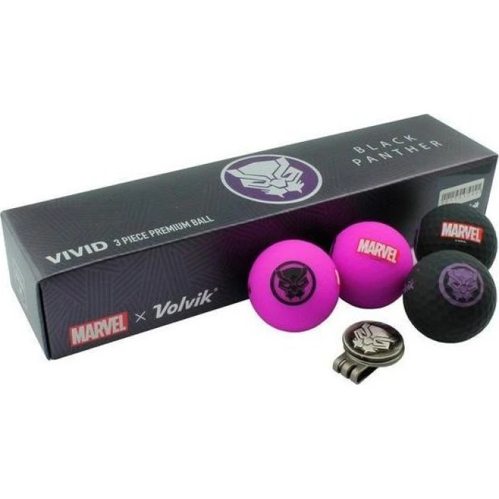 Мячи для гольфа Volvik Marvel Black Panther 4 шт., черно-фиолетовые.