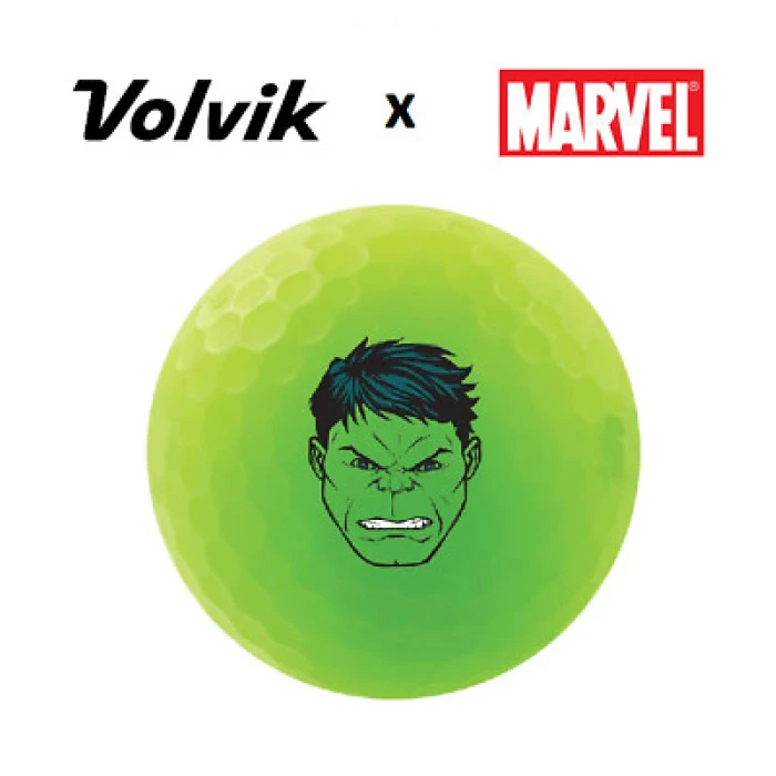 Мячи для гольфа Volvik Marvel Hulk 4шт, зелено-фиолетовые