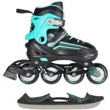 Ролики/Ковзани NH18190 2в1 NILS EXTREME - розмір L(39-43)/чорно-бірюзові