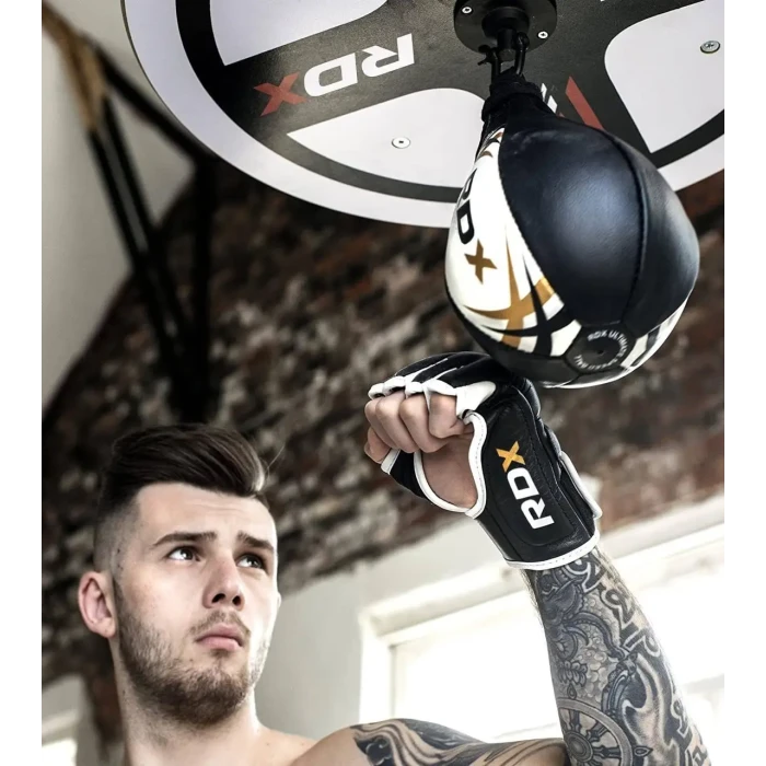 Пневмогруша боксерська шкіряна з кріпленям RDX 2Y Multi діаметр 54 см, чорно-біла