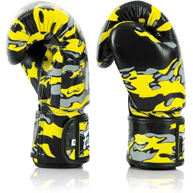 Рукавички боксерські шкіряні з бинтами Fairtex BGV-ONE X STBG 14 унцій, жовті