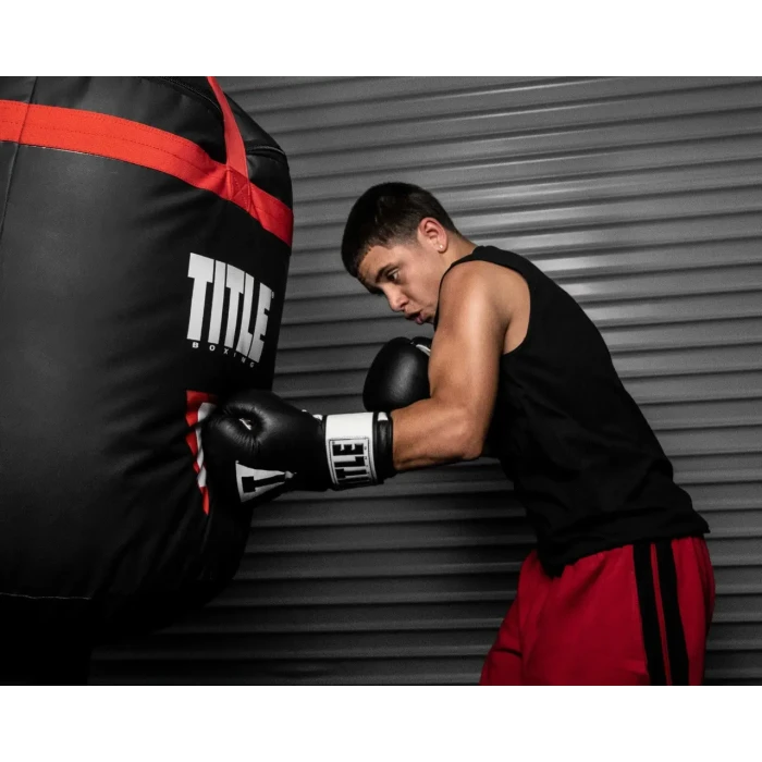Рукавички боксерські шкіряні з бинтами TITLE Premier Leather розмір 14 унцій, чорно-білі
