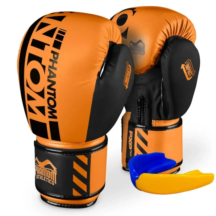 Перчатки боксерские с капой Phantom APEX Neon размер 10 унций, черно-оранжевые