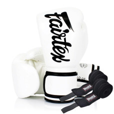 Рукавички боксерські з бинтами Fairtex BGV14 White 14 унцій