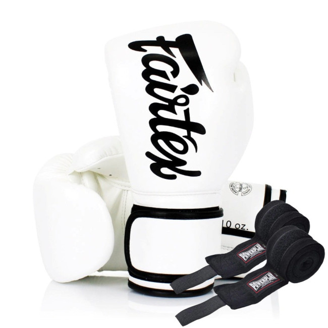 Рукавички боксерські з бинтами Fairtex BGV14 White 14 унцій