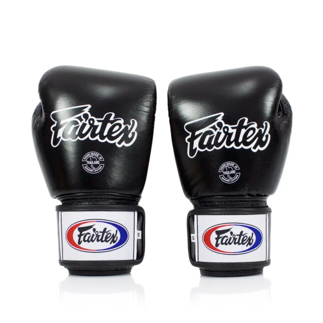 Перчатки боксерские кожаные с бинтами Fairtex BGV1 14 унций, черные