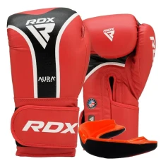 Рукавички боксерські з капою RDX AURA PLUS T-17 розмір 14 унцій, червоно-чорні