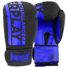 Перчатки боксерские PowerPlay 3086 Challenger Matt 10 унций, черно-синие
