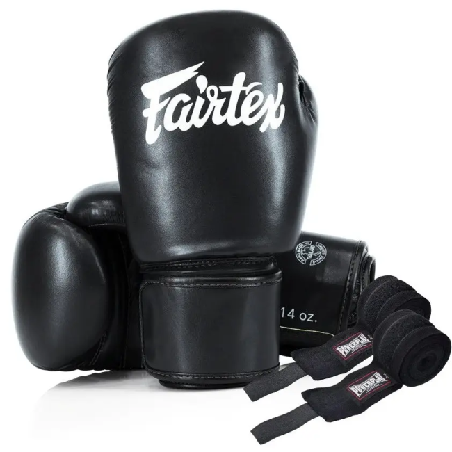 Перчатки боксерские с бинтами Fairtex Amateur BGV27 10 унций, черные