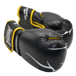 Перчатки боксерские PowerPlay 3018 Jaguar 14 унций, черно-желтые